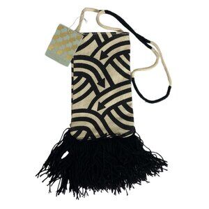 NWT Karen Walker Eyewear Tassel Shoulder Bag Arrow Black Cream Boho Festival NEW